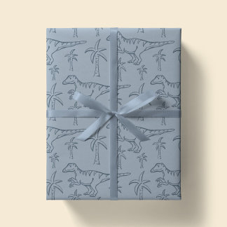 Dinosaur Pattern Modern Boy Dino Jungle Sage Green Geschenkpapier