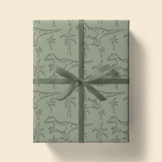 Dinosaur Pattern Modern Boy Dino Jungle Sage Green Geschenkpapier