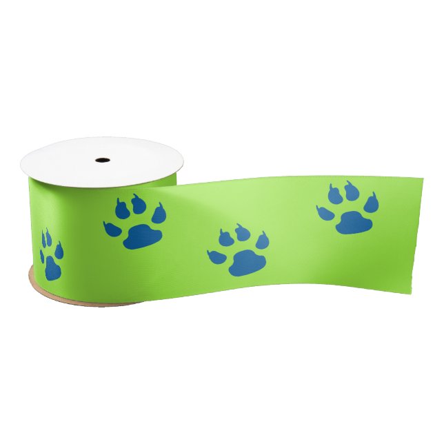 Dinosaur Paw Print Muster Green Blue Geburtstag Satinband (Spule)