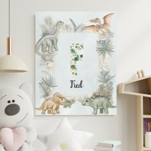 Dinosaur Personalisierter Name Monogramm F Kinderz Poster