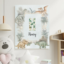 Dinosaur Personalisierter Name Monogramm H Kinderz Poster