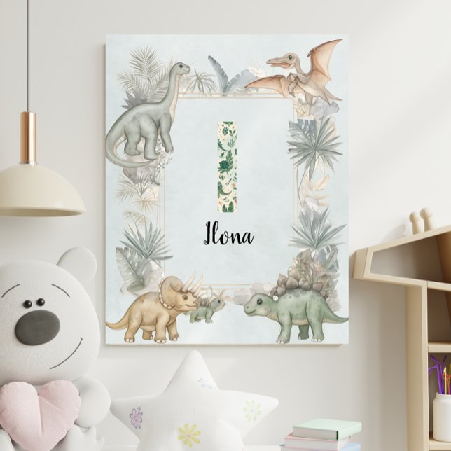 Dinosaur Personalisierter Name Monogramm I Kinderz Poster (Von Creator hochgeladen)