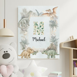 Dinosaur Personalisierter Name Monogramm M Kinderz Poster