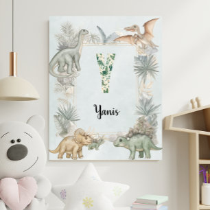 Dinosaur Personalisierter Name Monogramm Y Kinderz Poster