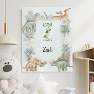 Dinosaur Personalisierter Name Monogramm Z Kinderz Poster