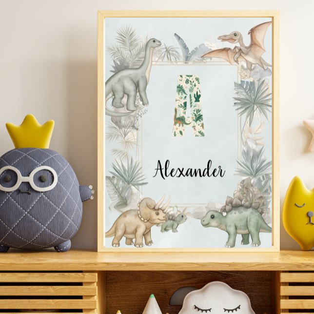 Dinosaur Personalized Name Monogram A Nursery Poster (Von Creator hochgeladen)