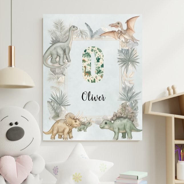 Dinosaur Personalized Name Monogram O Nursery Poster (Von Creator hochgeladen)