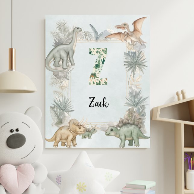 Dinosaur Personalized Name Monogram Z Nursery Poster (Von Creator hochgeladen)