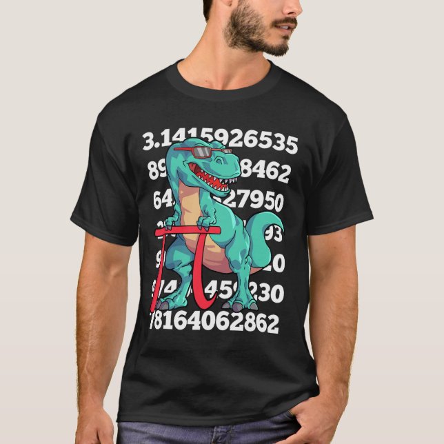 Dinosaur Pi Day T Rex Funny Math 3.14 Teacher Stud T-Shirt (Vorderseite)