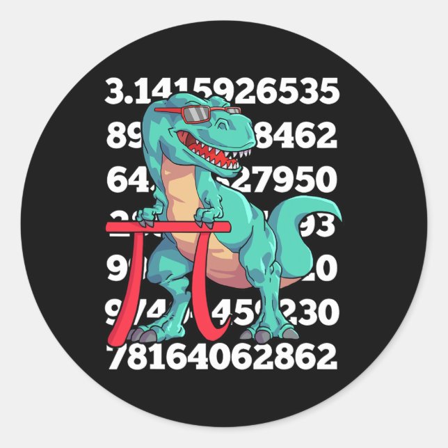 Dinosaur Pi Tag T Rex Lustige Mathe 3.14 Lehrer St Runder Aufkleber (Vorderseite)