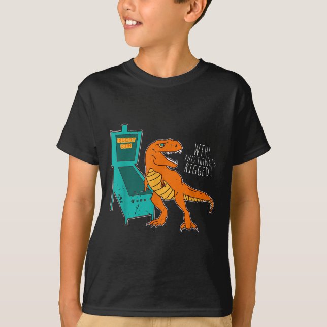 Dinosaur Pinball Wizard Arcade Machine Player Pict T-Shirt (Vorderseite)