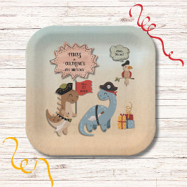 Dinosaur Pirate Geburtstagsparty Twin Boys Custom Pappteller