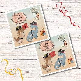 Dinosaur Pirate Geburtstagsparty Twin Boys Custom Serviette