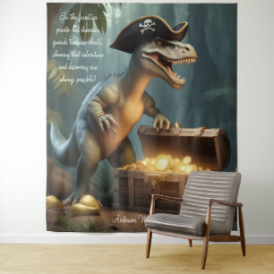 Dinosaur Pirate Hat Forest Personalisiert Tapestry Wandteppich