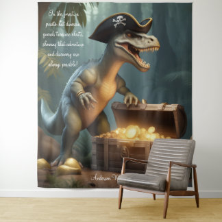 Dinosaur Pirate Hat Forest Personalisiert Tapestry Wandteppich
