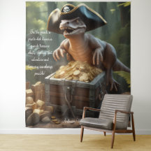 Dinosaur Pirate Hat Forest Personalisiert Tapestry