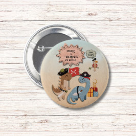 Dinosaur Pirate Twin Boys Geburtstagsparty Custom Button
