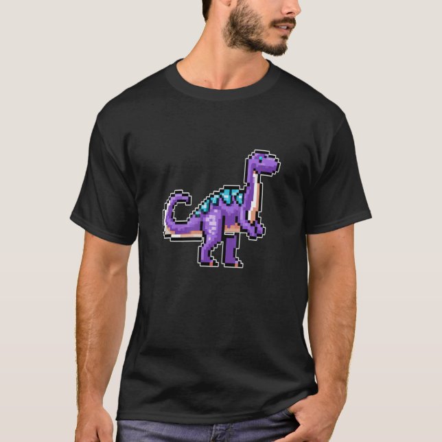 Dinosaur Pixel Retro Gaming Style T-Shirt (Vorderseite)