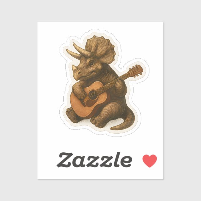 Dinosaur Playing Guitar Aufkleber (Blatt)