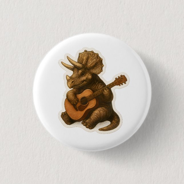 Dinosaur Playing Guitar Button (Vorderseite)