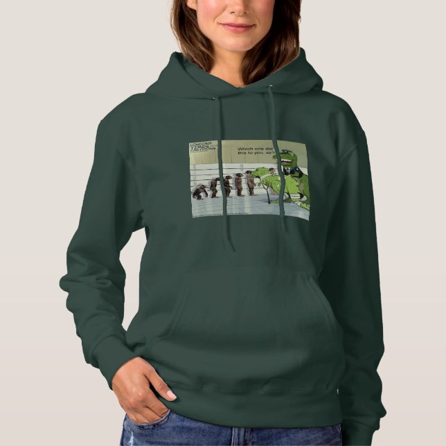 Dinosaur Police Lineup Funny Comic Hoodie (Vorderseite)