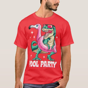 Dinosaur Pool Party Flamingo für Männer Frauen Boy T-Shirt