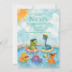 Dinosaur-Poolparty-Einladung Einladung