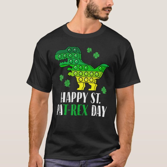 Dinosaur Popper Happy T Rex St Patrick's Day Irish T-Shirt (Vorderseite)
