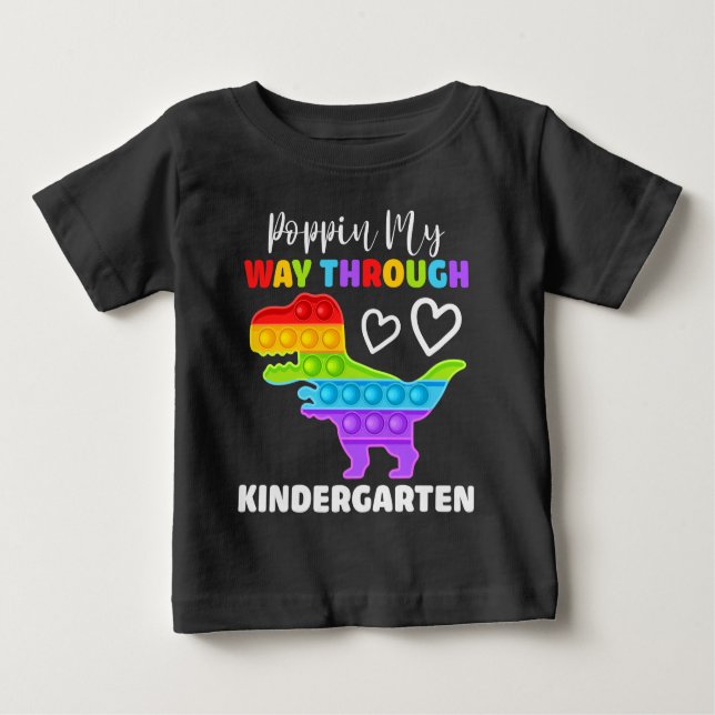 Dinosaur Poppin My Way Through Kindergarten Baby T-shirt (Vorderseite)