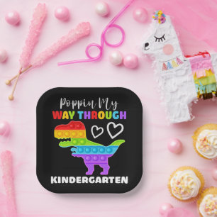 Dinosaur Poppin My Way Through Kindergarten Pappteller
