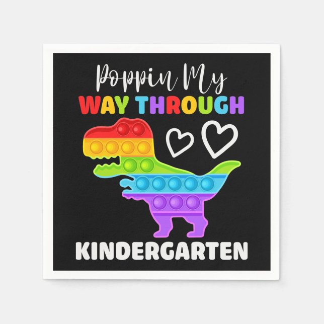 Dinosaur Poppin My Way Through Kindergarten Serviette (Vorderseite)