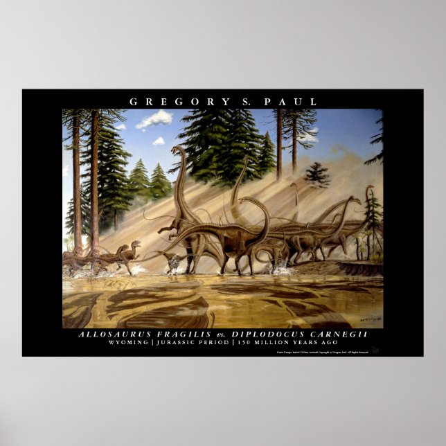 Dinosaur Poster Diplodocus Allosaurus Greg Paul (Vorne)