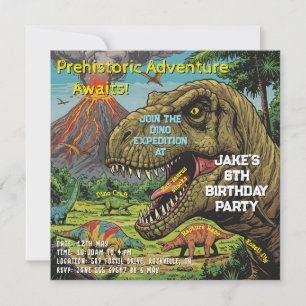 Dinosaur Prähistorisches Party Einladung