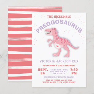 Dinosaur Preggosaurus Baby Shower Girl Einladung