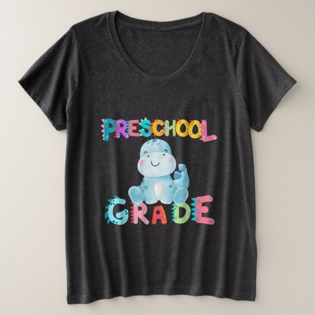 Dinosaur Preschool GRADE Squad Lehrschule Große Größe T-Shirt (Design vorne)