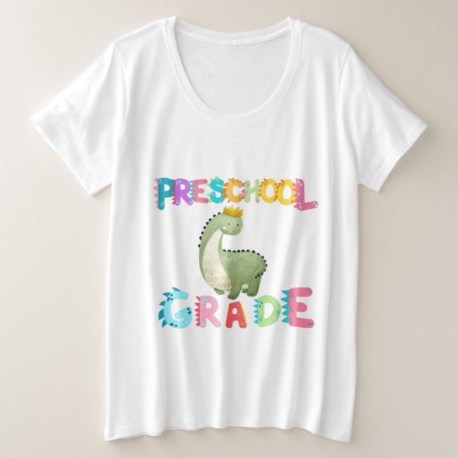 Dinosaur Preschool GRADE Squad Lehrschule Große Größe T-Shirt (Design vorne)