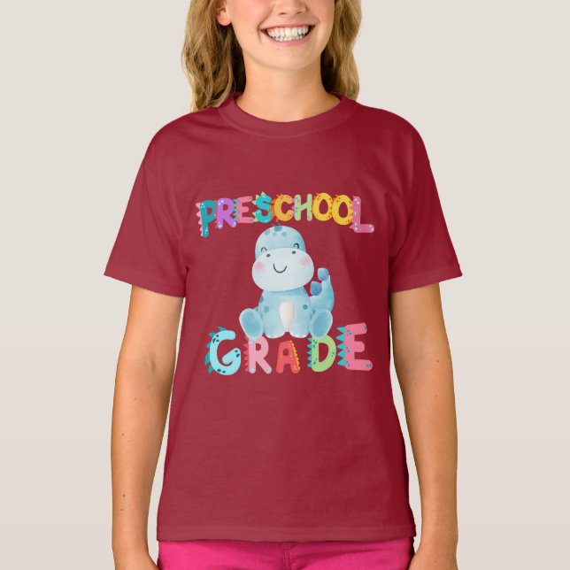 Dinosaur Preschool GRADE Squad Lehrschule T-Shirt (Vorderseite)