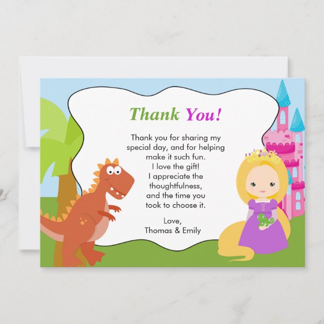 Dinosaur Princess Danke, Card Dankeskarte (Vorderseite)