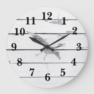 Dinosaur Pterodactyl Decor Rustic Shiplap Große Wanduhr