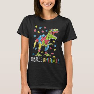 Dinosaur Puzzle Autismus Bewusstsein Embrace Diffe T-Shirt