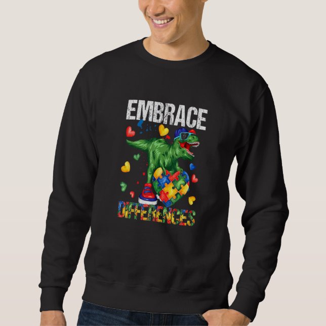 Dinosaur Puzzle Piece Autismus Bewusstsein für Jun Sweatshirt (Vorderseite)