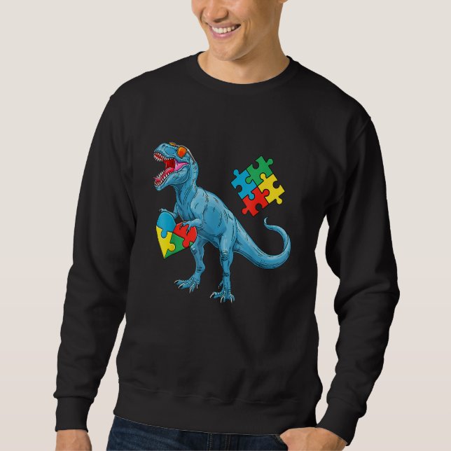 Dinosaur Puzzle Piece Autismus Bewusstsein Männer  Sweatshirt (Vorderseite)