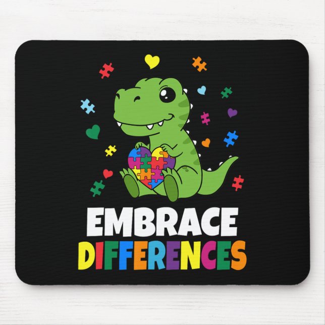 Dinosaur-Puzzleteil Autismus-Bewusstsein für Junge Mousepad (Vorne)