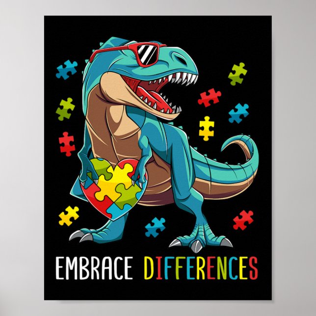 Dinosaur-Puzzleteil Autismus-Bewusstsein Für Junge Poster (Vorne)