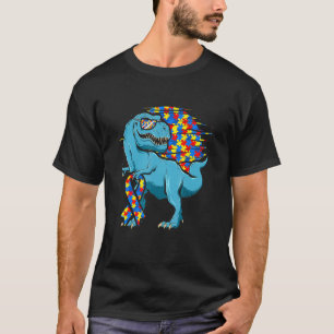 Dinosaur-Puzzleteil Autismus-Bewusstsein Jungen K T-Shirt