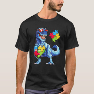 Dinosaur-Puzzleteil Autismus-Bewusstsein Jungen T-Shirt