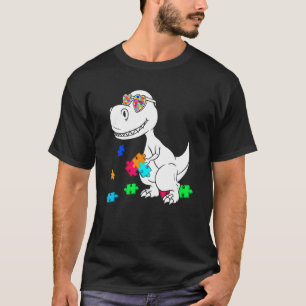 Dinosaur-Puzzleteil Autismus-Bewusstsein Trex Jung T-Shirt