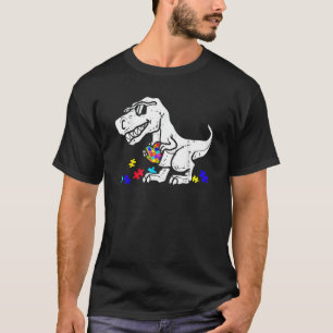 Dinosaur-Puzzleteil-Herz-Autismus-Bewusstsein-Jung T-Shirt