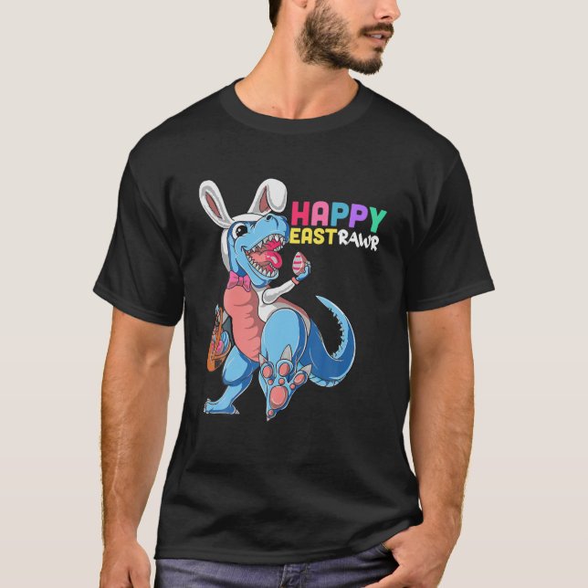 Dinosaur Rabbit Ostereier Dab Boys Girls Kind T-Shirt (Vorderseite)