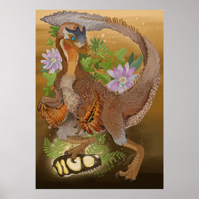 Dinosaur Raptor Jungle Art Poster (Vorne)